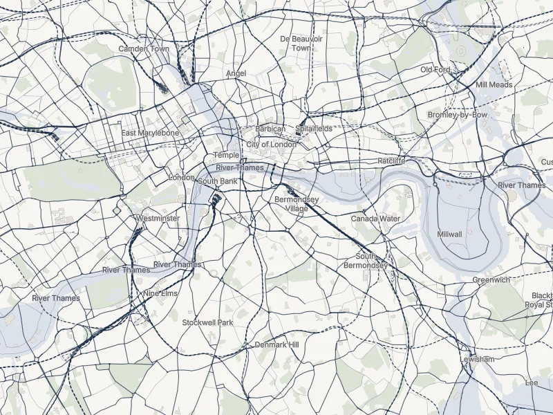 A map of central London and the River Thames